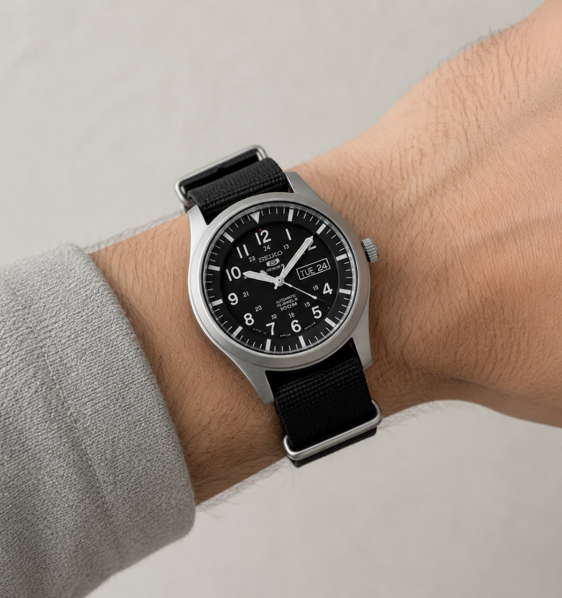 ساعت مچی سیکو ۵ خلبانی مشکی قاب مات Seiko 5 s2145